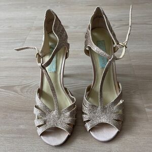 Betsey Johnson Glittery Gold Heels